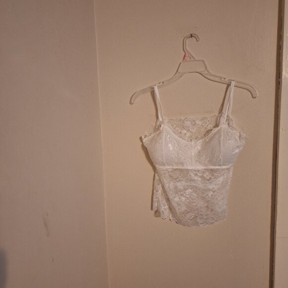 sheer lace top spaghetti strap bra white - Picture 1 of 7